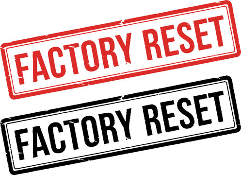 Factory Reset Stamp Graphics Red and Black Grunge Rubber Stamps for Digital Designs