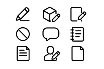 Poster - Minimalist icon set: writing, editing, and communication tools