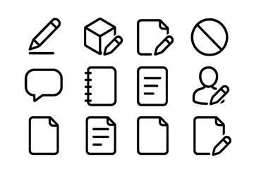 Poster - Minimalistic black line icons for editing and writing concepts on dark background
