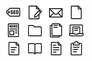 Poster - Minimalist black business icons on dark background for digital marketing