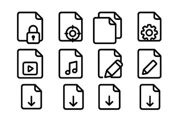 Poster - Minimalist file type icons collection featuring multimedia and tools