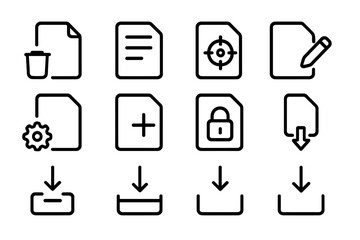 Poster - Minimalistic black interface icons for file management and editing