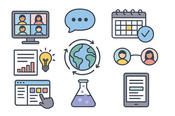 Poster - digital resources for remote collaboration and project management in a modern workspace setting