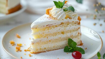 Aufkleber - A slice of cake on a plate served with a fork, perfect for dessert or snack