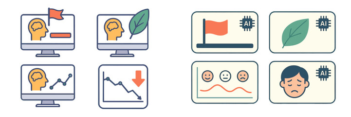 Poster - Visual representation of data analytics and emotional intelligence concepts in a digital workspace setting