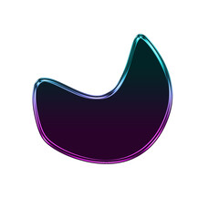 Fototapete - Abstract flowing neon light streak with purple and teal gradient colors forming a dynamic curved shape isolated on transparent background
