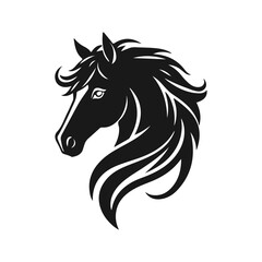 Naklejka na meble Horse logo template. Black and white silhouette of a horse head with a graceful mane. Elegant minimalist logo for branding, design and printing