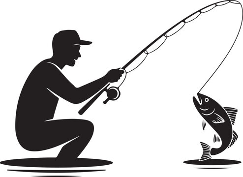 man fishing silhouette vector illustration design