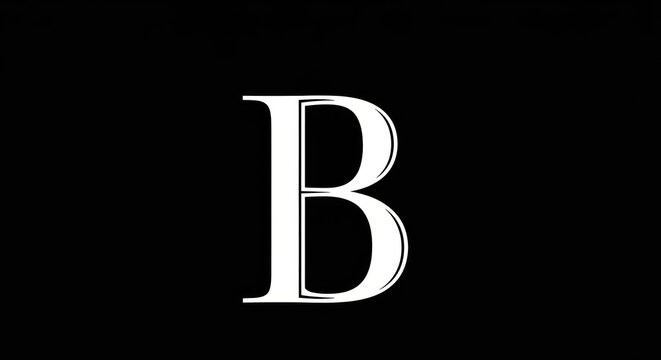 Elegant Initial B Design on Black Background A Minimalist and Refined Decorative Illustration