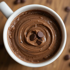 Poster - Rich chocolate cream served in a cup, topped with chocolate chips, showcasing a decadent, smooth dessert.