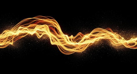 Poster - Golden Flowing Energy Wave - Abstract of a flowing golden wave, symbolizing energy, movement, power, elegance, and fluidity
