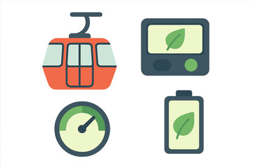 Poster - Innovative transportation system highlights green technology in urban settings featuring cable cars and energy monitoring