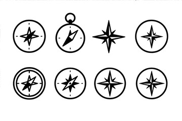 Poster - Various compass designs showcasing navigation symbols and styles usable for artistic or educational purposes
