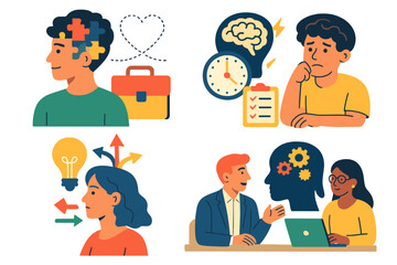 Poster - Exploring mental well-being and emotional intelligence through various activities and discussions in a colorful graphic