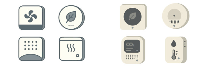 Poster - Smart home technology icons showcasing environmental monitoring and control systems for improved energy efficiency