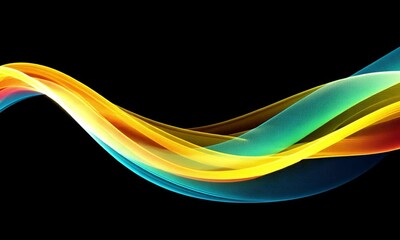 Poster - Abstract colorful waves on black background
