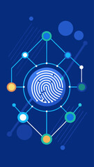 Fototapete - A blue and white image of a circle with a lot of dots and lines. The dots and lines are connected to each other in a web-like pattern. The image is of a computer screen or a digital device