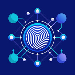 Fototapete - A blue and white image of a circle with a lot of dots and lines. The dots and lines are connected to each other in a web-like pattern. The image is of a computer screen or a digital device