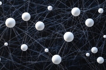 Poster - Abstract network of white spheres connected by faint lines against a black background