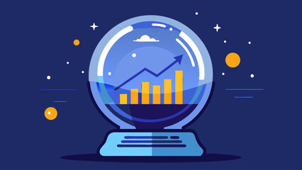 Fototapete - A blue and yellow glass ball with a graph inside of it. The graph is showing a positive trend. The image is titled FUCRET