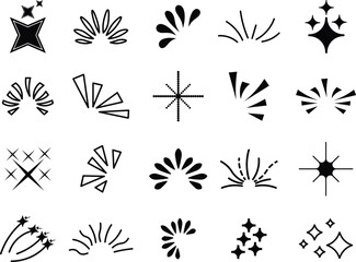 Poster - Collection of black and white decorative design elements and celebratory symbols.