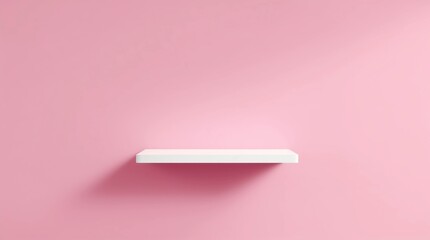 Leinwandbilder - Front view of empty shelf on pink wall background with modern minimal concept. Display of backdrop shelves for showing. Realistic 3D render (