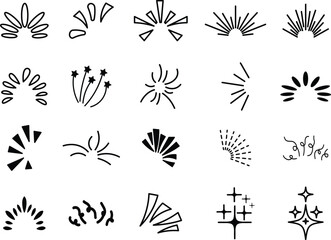 Poster - Set of black and white hand drawn decorative doodle design elements