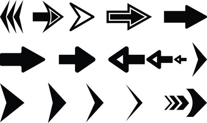 Fototapete - Collection of various black arrows directional icons and symbols set design elements