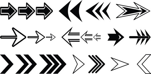 Poster - Various black and white arrow icons pointing in different directions