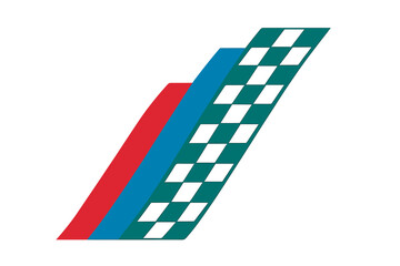 Poster - Colorful abstract design featuring a series of checkerboard patterns in blue, red, and green colors