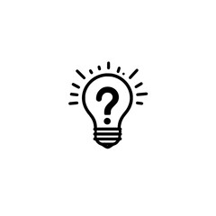 Poster - Question mark inside glowing light bulb symbolizing doubt inquiry knowledge and inspiration vector