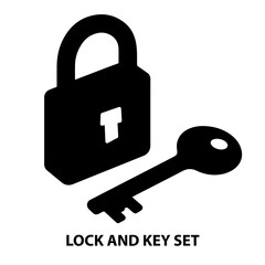 Fototapete - Lock and key vector icon illustration security access privacy protection safety element symbol graphic design