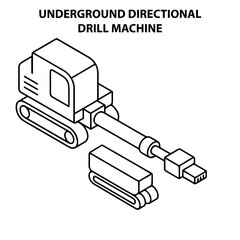 Fototapete - Underground directional drill machine vector line art construction equipment drilling isometric illustration