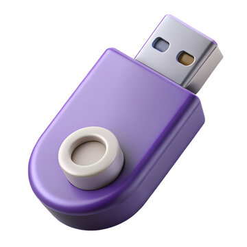 Purple USB Drive with White Circle Data Storage Device Portable Memory Stick Render