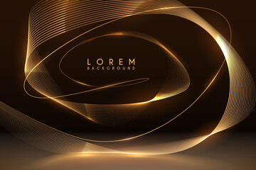 Wall Mural - abstract golden lines with glow effect