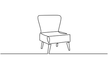 Continuous line drawing of sofa, lamp and plan, Chair one line icon. continuous line style. simple style chair shape illustration. unique, simple, One continuous single drawing.