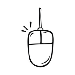 Fototapete - Simple black and white illustration of a computer mouse device