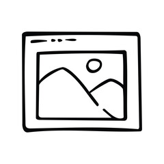 Leinwandbilder - A hand drawn image of a computer window showing mountains