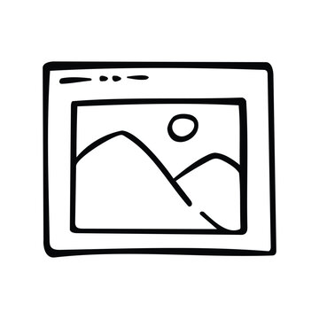 A hand drawn image of a computer window showing mountains