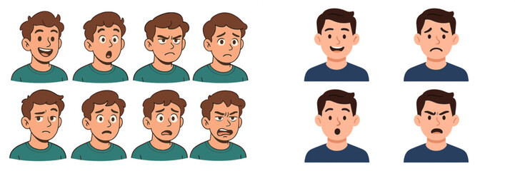 Poster - Expression chart illustrating various emotions in cartoon characters at a studio setting