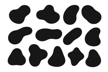 Poster - Unique black organic shapes arranged in a pattern suitable for modern design applications or artistic projects