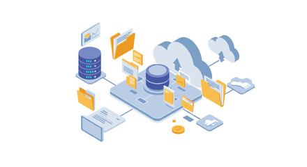 Poster - Isometric cloud computing network with data storage and file sharing