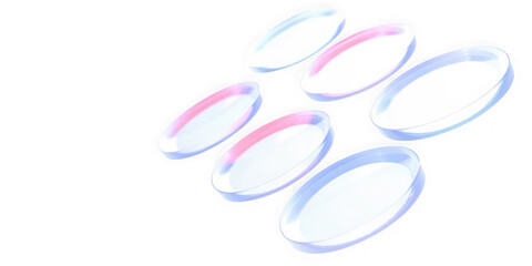 Poster - Abstract translucent oval shapes with pink and blue hues isolated on transparent background
