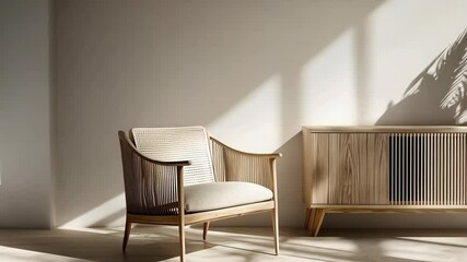Poster - A serene interior showcases wooden furniture alongside tasteful decor elements that enhance the calming atmosphere