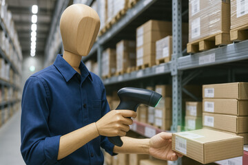 Poster - Efficiency and accuracy drive inventory management as automated scanning devices streamline warehouse operations with precise tracking