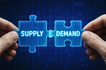 Poster - The connection between supply and demand illustrates the balance and interaction essential for market stability and business dynamics