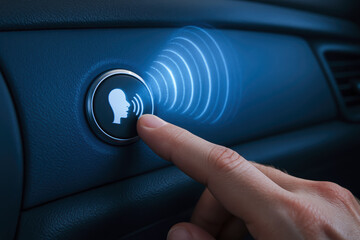 Poster - Activating a voice command interface symbolizes innovation and interaction enhancing communication efficiency in modern technology