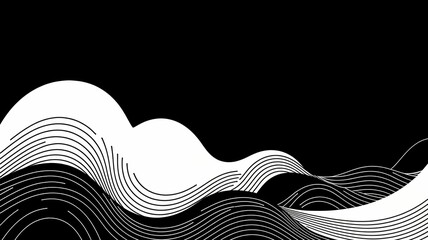 Poster - Elegant monochrome abstract background features flowing lines in a minimalist design space.
