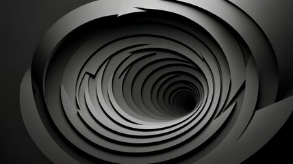 Poster - A monochromatic composition featuring receding layers forming a hypnotic, abstract tunnel effect.