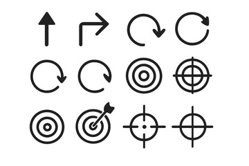 Poster - Icons representing direction, movement, and targets used in various design and navigation applications